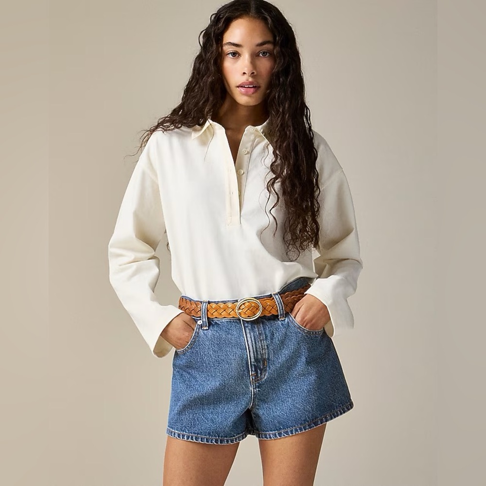 J. Crew Low-Rise Denim Shorts Casual Boho Medium Blue Elaine Wash Size 33 NWT
